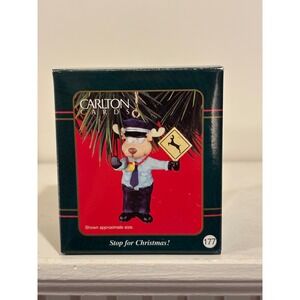 Carlton Cards Stop for Christmas Moose Crossing Guard Ornament CXOR-171E New